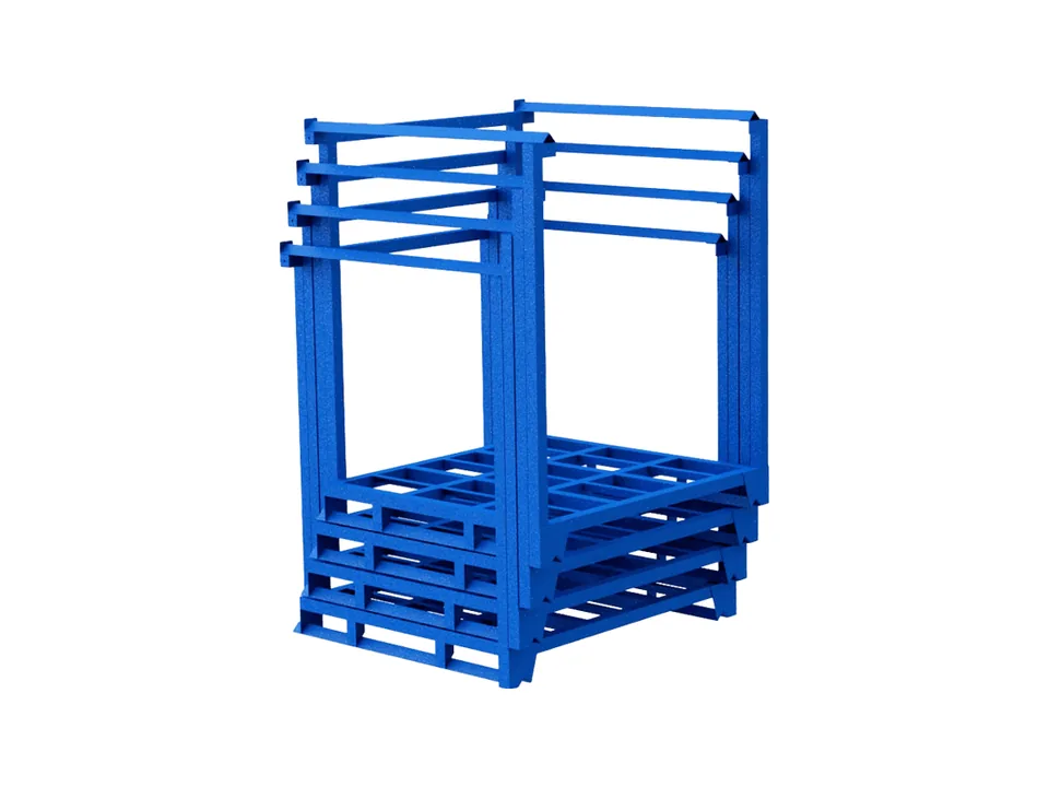Nestable galvanized trolleys packed for container loading
